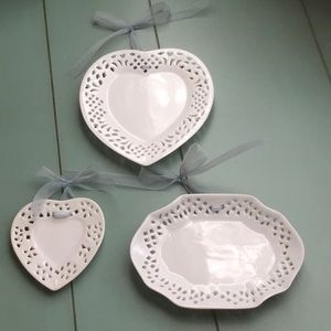 White Porcelain Lace 3 Decor Plates